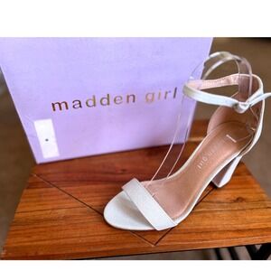 Madden Girl Beelaa-G Mint Glitter Block Heel Ankle Strap Sandals Size 6 NWB